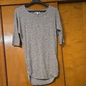 Express Gray Scoop Neck Knit Tunic - 3/4 Sleeves